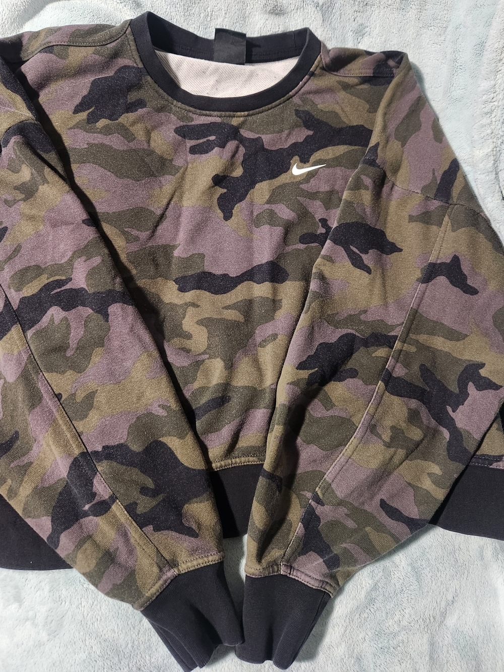 Nike Woman Camouflage Crewneck Sweater - Olive, Black, Purple